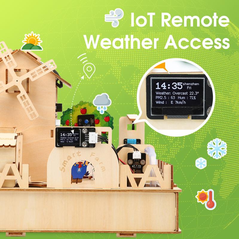 ACEBOTT ESP32 IOT Projects Wooden House STEM Smart Farm Starter Kit For Arduino
