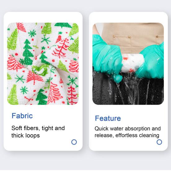20Pcs Christmas Microfiber Cleaning Cloth Christmas Themed Print Tear-Away Reusable Paper Towel Super Absorbent Cleaning Sheets