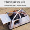 Large Double-Layer Stormproof Tent for 5-12 People - Two Rooms, Living Area, Foldable, Portable Outdoor Camping Equipment.