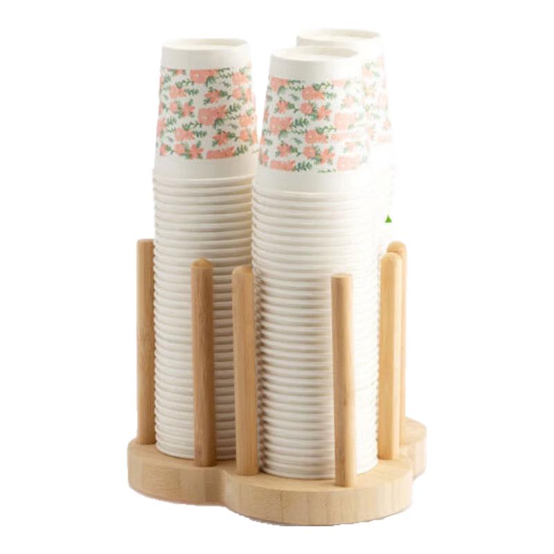 Bamboo Disposable Paper Cup Dispenser and Storage Rack