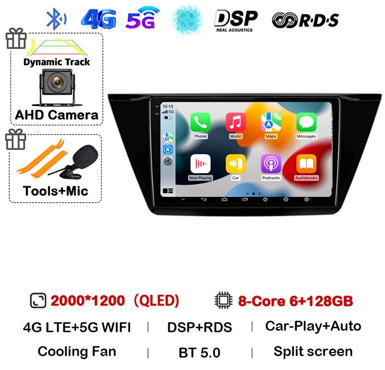 Android 14 WIFI 4G Carplay For Volkswagen TOURAN 2016 2017 2018 Auto Car Radio Multimedia Stereo Video Player GPS Navigation DSP