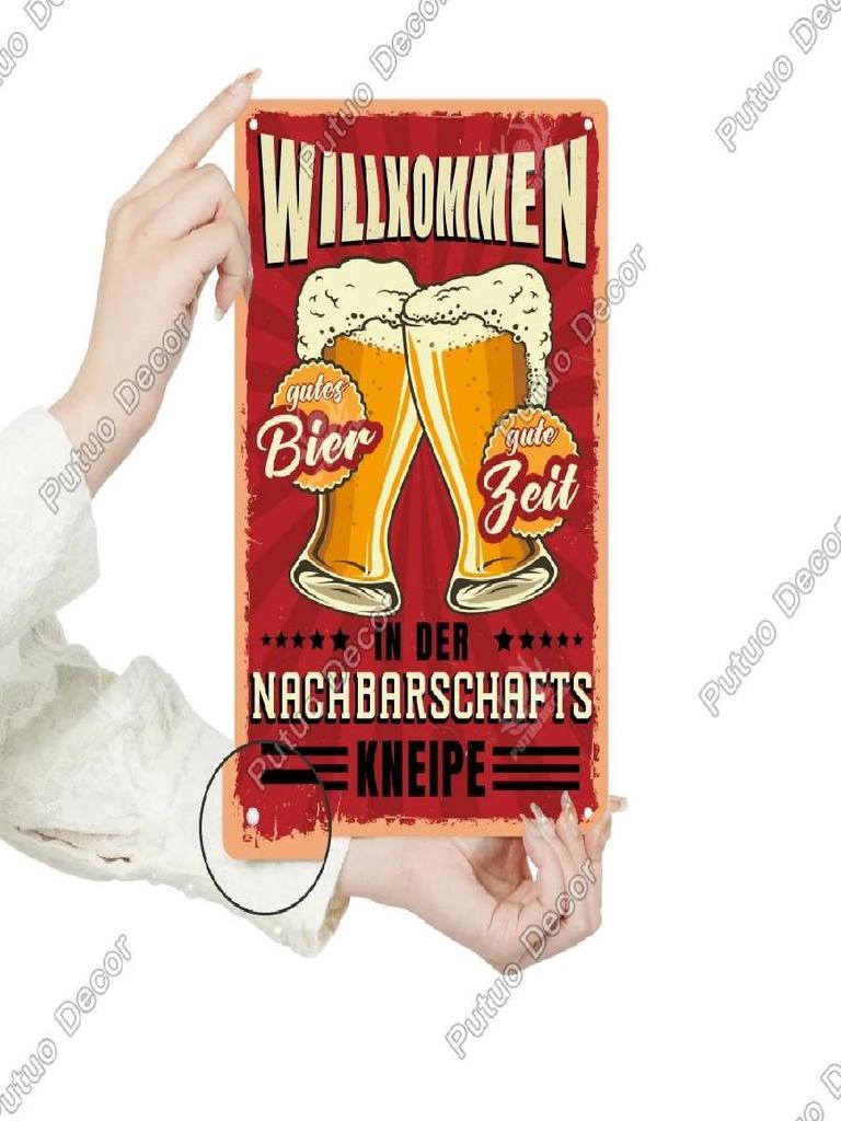 Putuo Decor Vintage German Metal Tin Sign  Rustic Wall Art for Home Office Cafe Farmhouse  Perfect Gift for Friends  Unique Deco