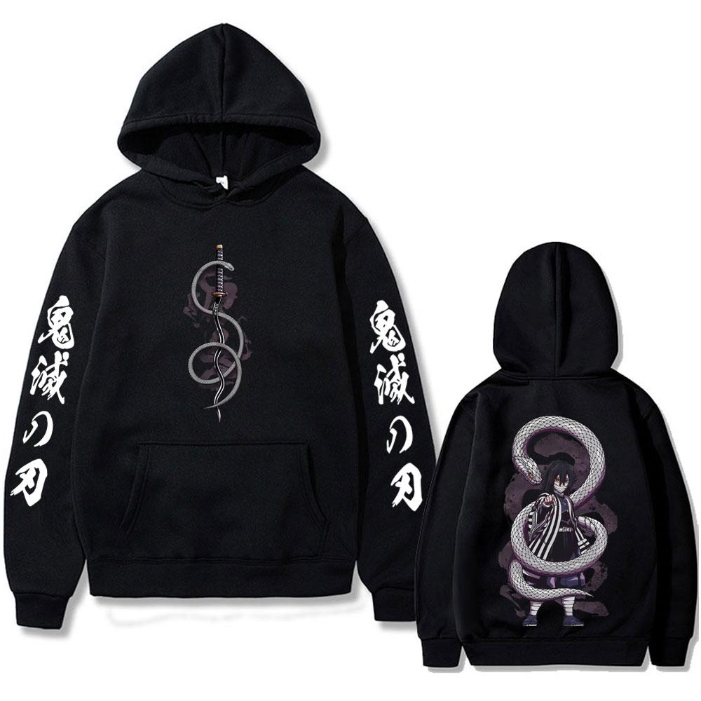Anime Demon Slayer Serpent Hashira Iguro Obanai Hoodie Men Women Clothing Oversized Hoodies Man Vintage Hooded Tracksuit