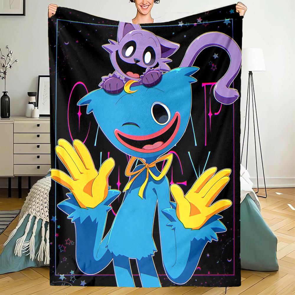 Huggy Wuggy Theme Printed Blanket - Perfect for Couch, Bed, Travel & Outdoor Use | Machine Washable, Cozy & Durable.