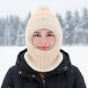 Knit Beanie Windproof Beanie With Neck Gaiter Fleece Lining Cute Hats For Women With Ear Flaps For Cold Weather Autumn Hiking