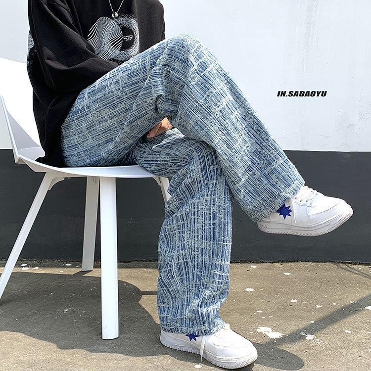 Jeans alla moda da uomo Uomo Streetwear Hip-hop Larghi Dritti Pantaloni in denim Pantaloni da uomo