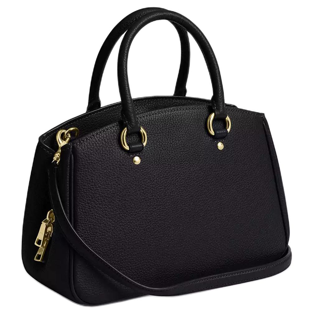 Coach Savannah 28 Brand Logo Litchi Grain Leather Shoulder Tote Bag Large Women Handbags Black CAL54-IMBLK
