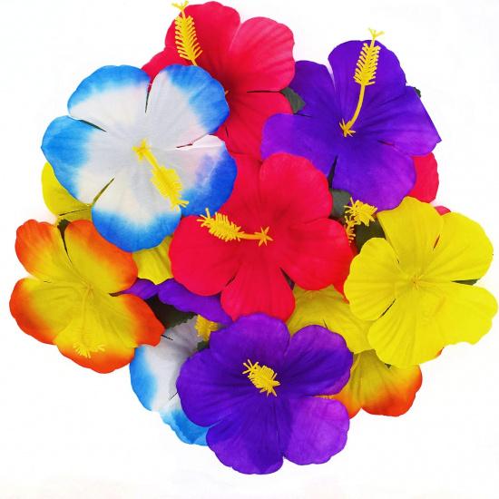 90 Pieces Hibiscus Flowers Hawaiian Hibiscus Flowers for Luau Tropical Jungle Party Tabletop Decoration, Assorted Color