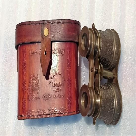 Brass Binocular Leather Case Telescope Spyglass-Binocular-Gifts