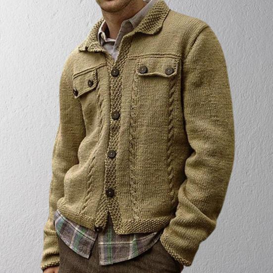 Pull pour Homme Multiboutons Manches Longues Respirant Couleur Unie Cardigan Tricoté pour Homme pour la Maison