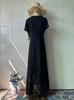 European & American 2025 Spring Elegant Luxurious Short Sleeve Waist-cinching Long Dress