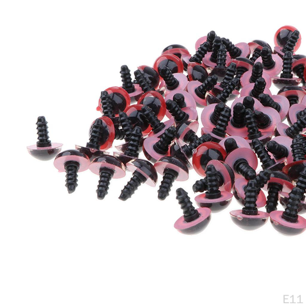 100 Pieces 8-14mm Safety Eyes With Washers For Teddy Bear Animal Dolls Making