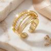 Classic Gold Color Wide Opening Ring for Women Luxury Bright Zirconia Adjustable Finger Ring Engagement Wedding Jewelry Gift