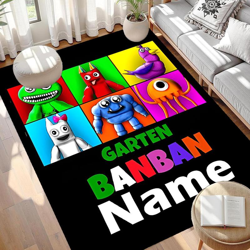 Custom Name Personalized Game Rainbow Friends Print Carpet, Versatile Home Decor Rug, for Playroom, Apartment, Balcony, Entryway, Hallway Gift
