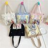 Gao Yan Niche Japanese Transparent Pain Bag Large-capacity Girl Multi-pocket Shoulder Messenger Bag College Student Class Tote Bag