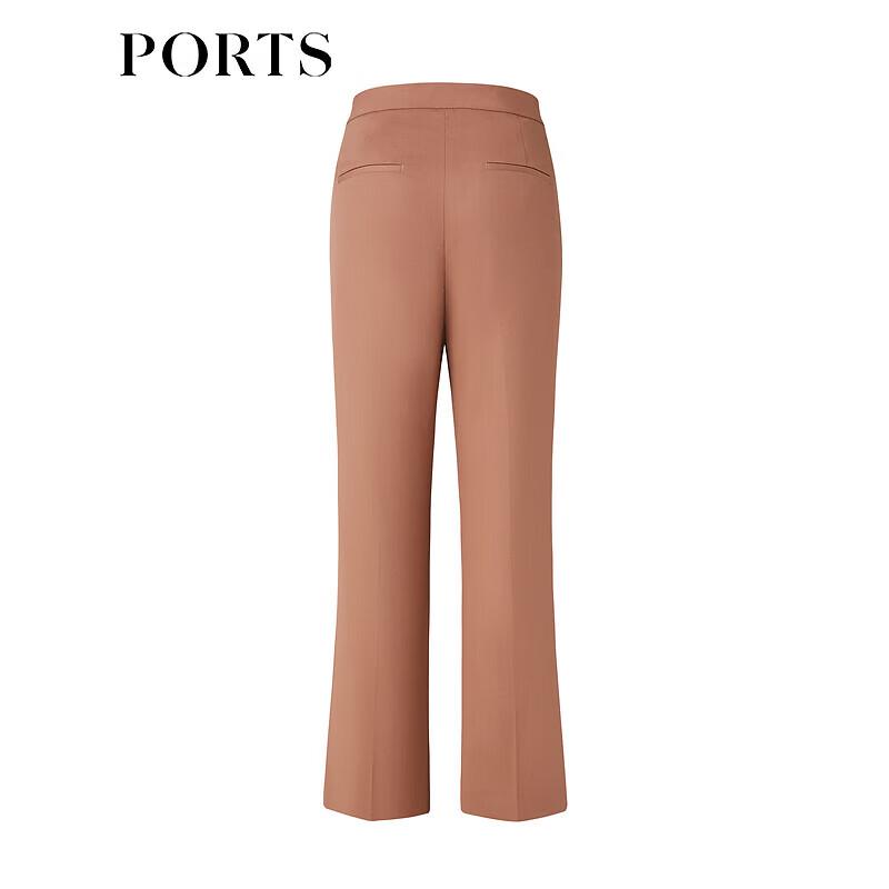 PORTS Women's Chestnut Brown High-Slit Casual Trousers
