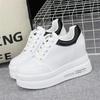 Fashion Super High Heel 10cm Women's Shoes 2024 Autumn New Thick-soled Lace-up White Shoes All-match Wedge Casual Shoes Sneakers