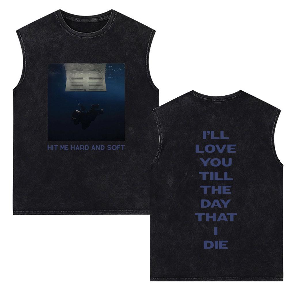 Hit Me Hard and Soft Tour Vintage Tvättade Linne Herr Damer Väst Bomull Lös Ärmlös T-shirt