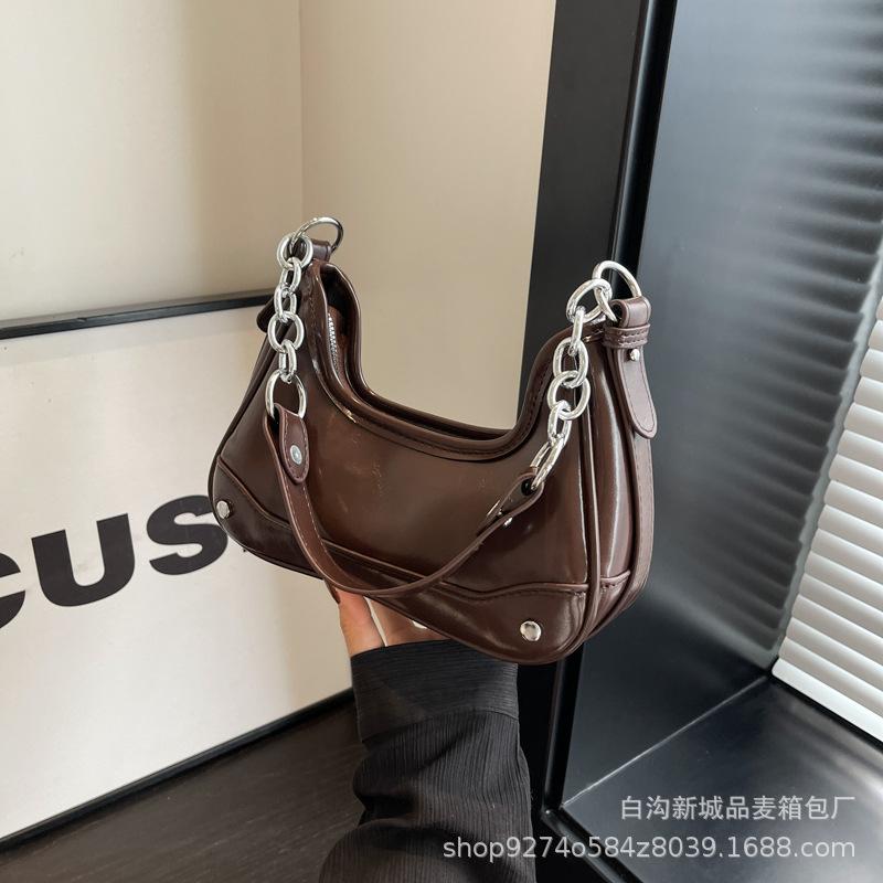 Popular chain underarm small bag women's 2025 new fashion shoulder bag foreign style explosion double shoulder strap crossbody