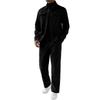 Men's Black 2-Piece Casual Set Loose Fit Jacket & Straight Leg Pants Co-ord Outfit Long Sleeve Suit