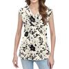 Women's Print Tank Top Button-down V-neck T-shirt Sleeveless Loose Fashion Top