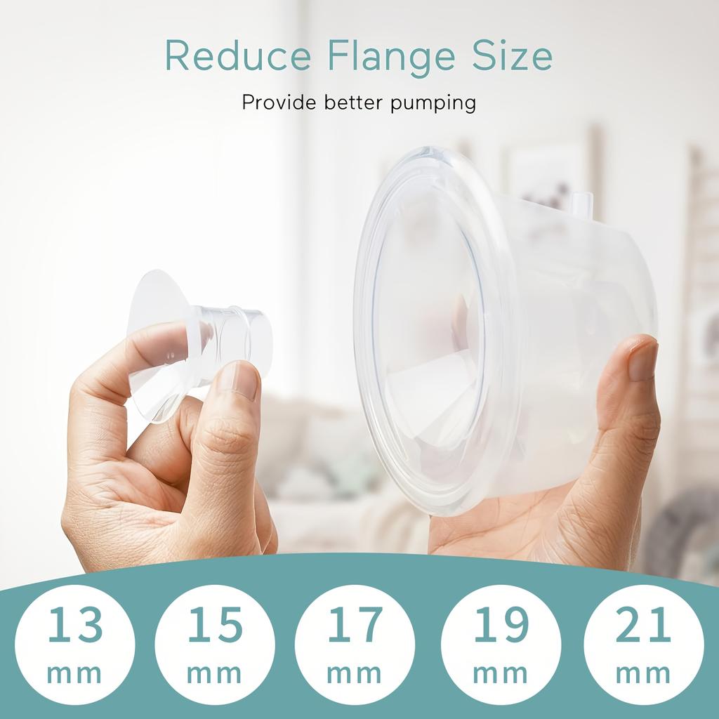 Flange Sizing Kit with 5PCS Flange Inserts 13/15/17/19/21mm for 24mm Flange of Most Pumps Breastfeeding Essential Pumping Kit