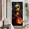 Halloween Jack Skellington Pumpkin Door Decorations Banner Photography Backdrop Indoor Outdoor Porch Background Party Supplies