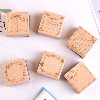 Kawai Oryginalny Lekki Retro Notes Ręczny Pudełko na Wiadomości Seria 6 Rodzajów Kreskówkowe Decorative Material Printing Assorted Stamps