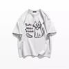 Summer Women Funny Cartoon Print T-Shirt Harajuku Round Neck Loose Casual Y2K Tops Pure Cotton Graphic T Shirts Gray Streetwear