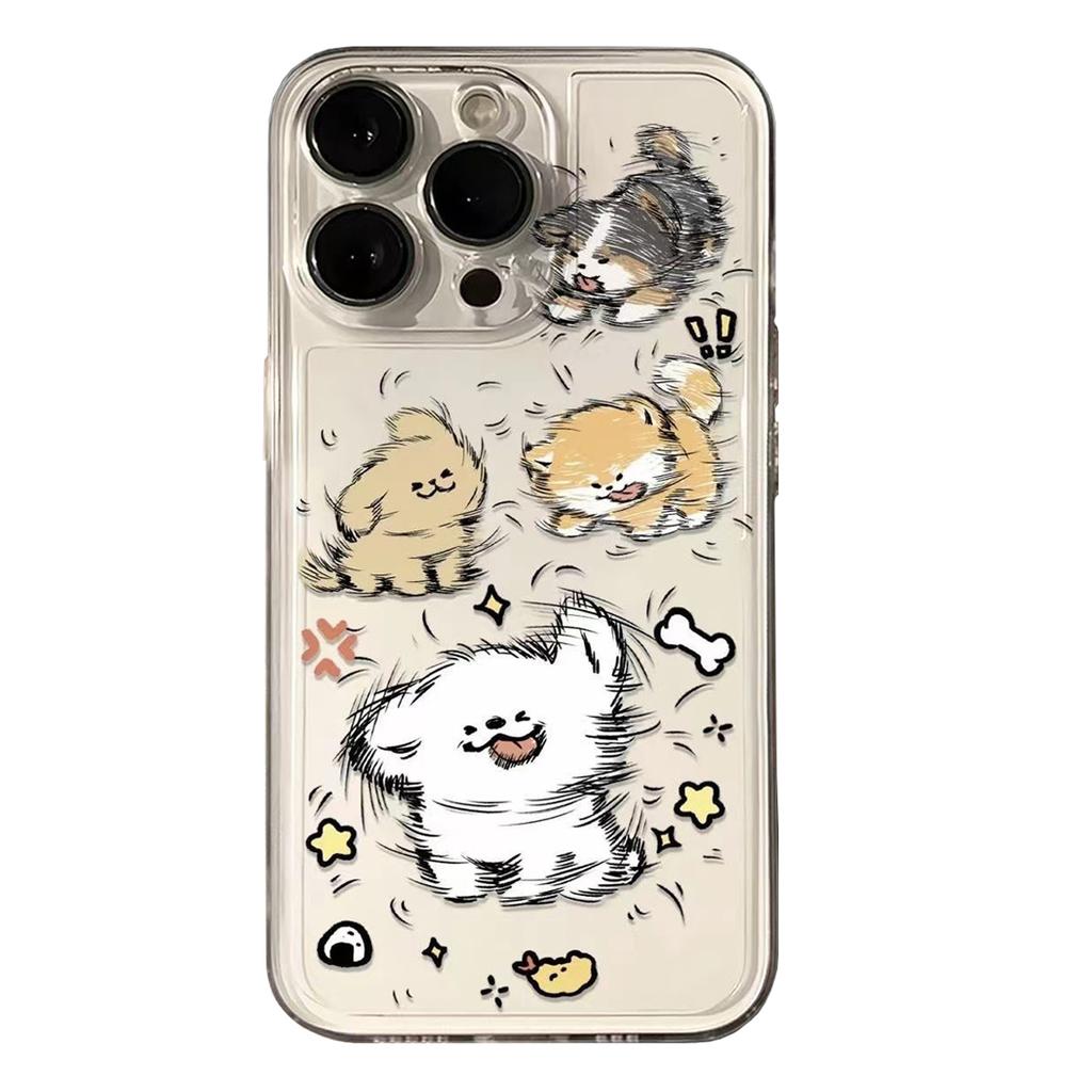 A Lively Little Dog Phone Case for Couples Lovers for iPhone 17 Air 11 12 13 Mini 14 Plus 15 16 Pro Max X XR Cartoon Dog Cover