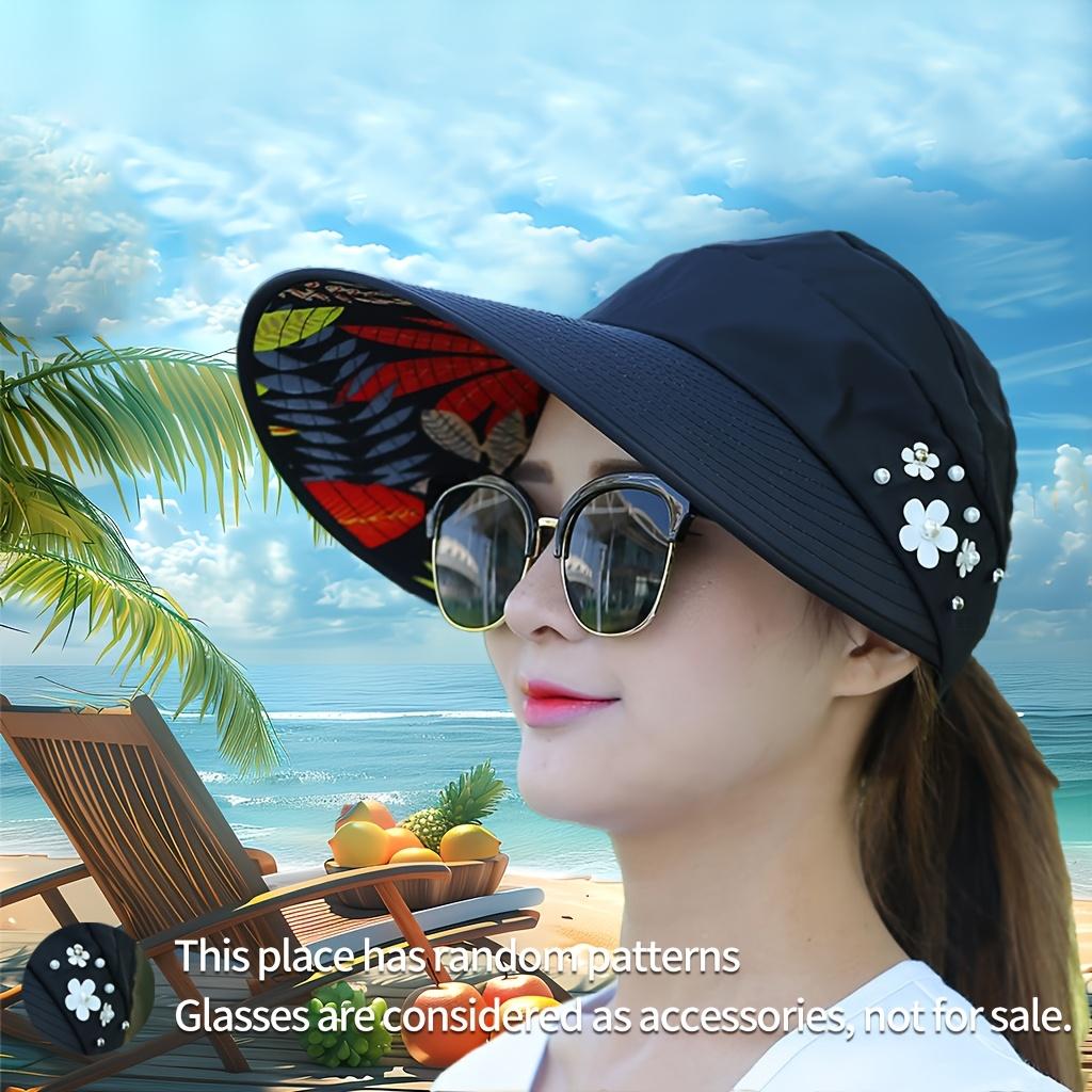 1pc Women'S Adjustable Sun Hat with Floral Embroidery - Protection, Lightweight & Breathable, Ideal for Beach, Casual Style, Beach Accessories