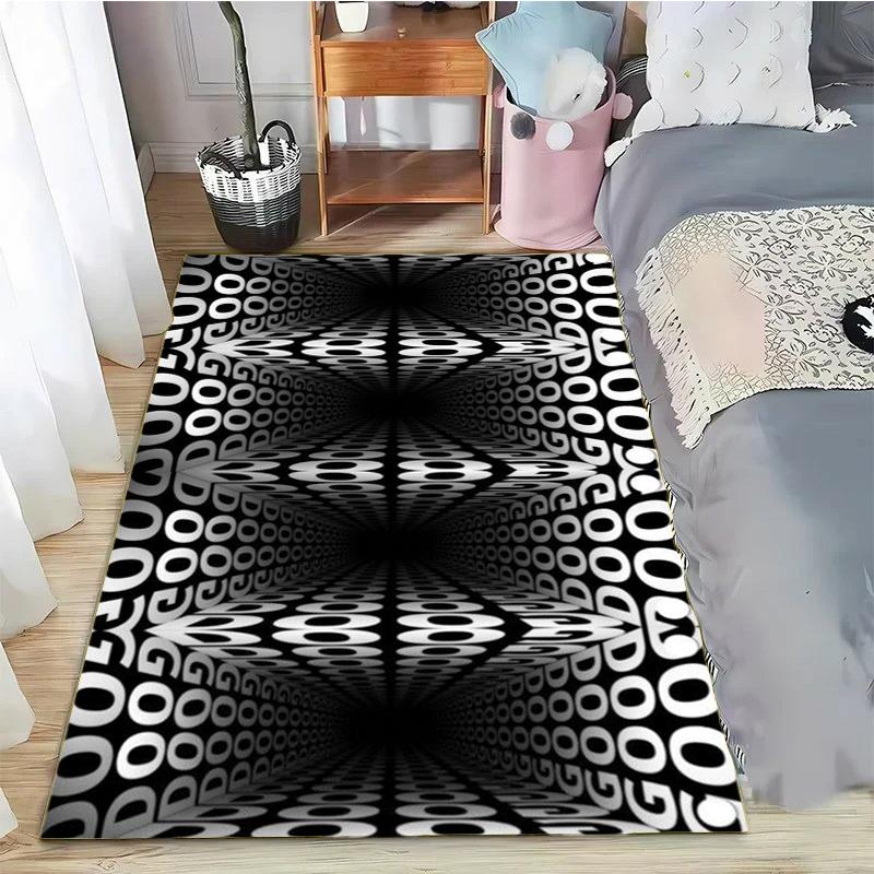 3D Vortex Illusion Area Carpet Rug for Living Room Decor Bedroom  Abstract Geometric Optical Vertigo Carpet Non-slip Floor Mat