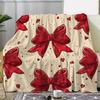 Vintage Red Bowknot and Heart Print Flannel Throw Blanket - Cozy Soft Warm Multipurpose Knitted Throw for Couch, Sofa, Office,