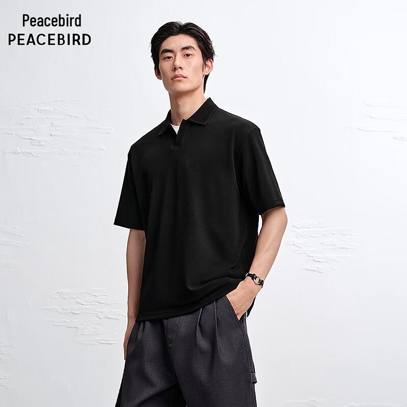 

PEACEBIRD Men s Textured Black Polo Shirt XL