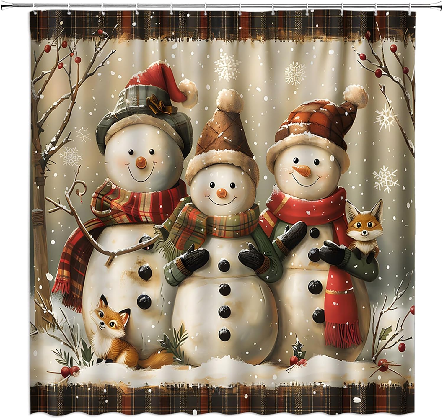 

Christmas Shower Curtain Retro Farmhouse Rustic Horse Xmas Tree Winter Near Year Fabric Decorative Bathroom Curtains With Hooks W60H190(CM)-1 Pcs