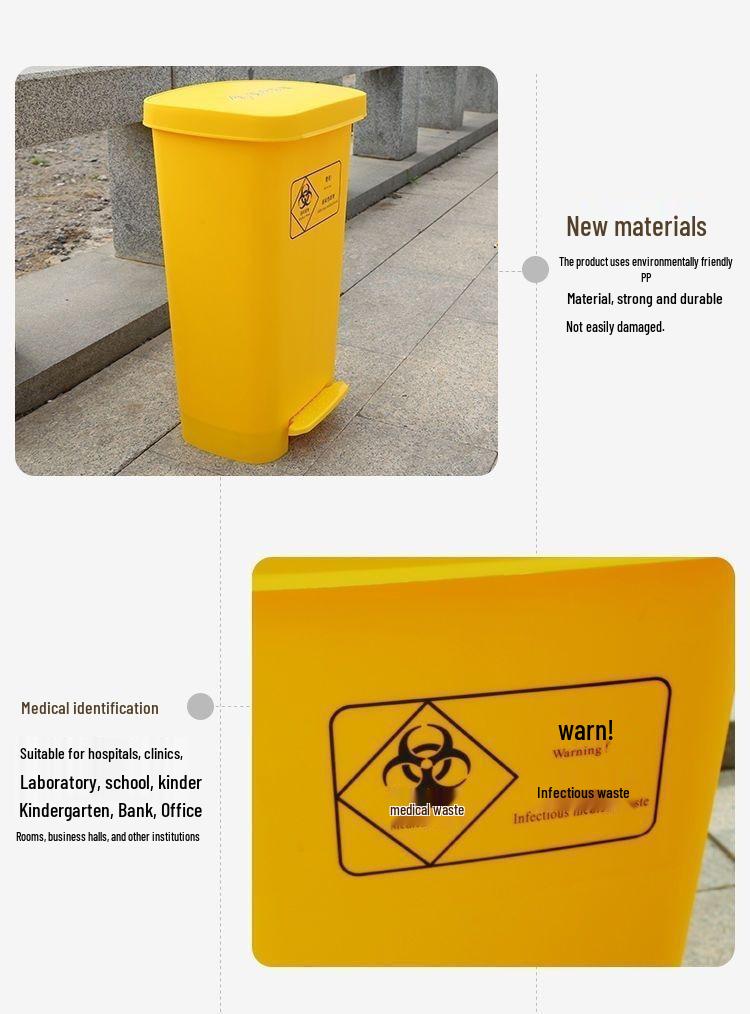 R4 Durable 15-Year Medical Waste Bin, Yellow, Large Capacity with Lid, for Hospitals and Clinics