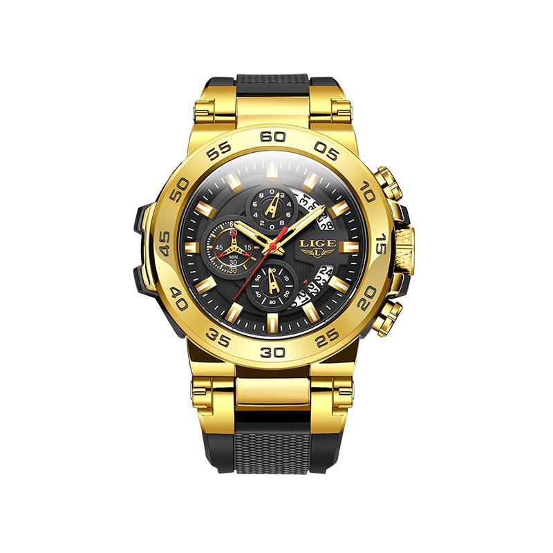 LIGE Men's Digital Wristwatch Casual Business Waterproof Luminous Watches For Men Military Quartz Chronograph Big Dig Watch Men