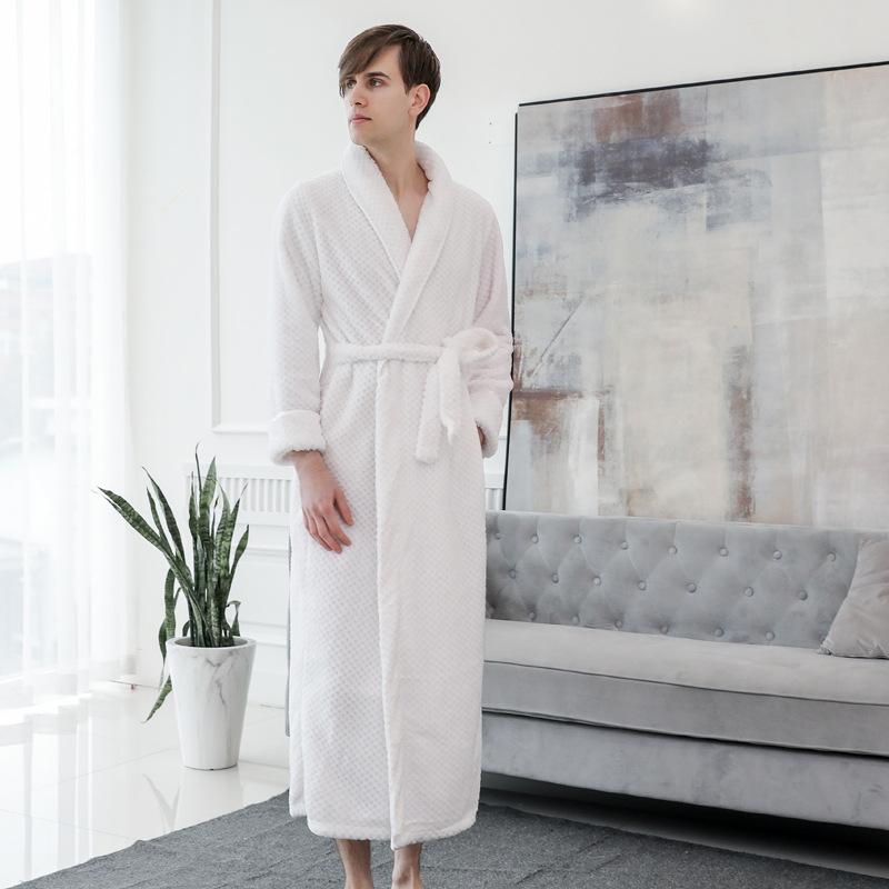 Herbst und Winter Superlanges Nachtkleid Damen Verdicktes Nachthemd Korallenvlies Bademantel Schlafanzug für Paare