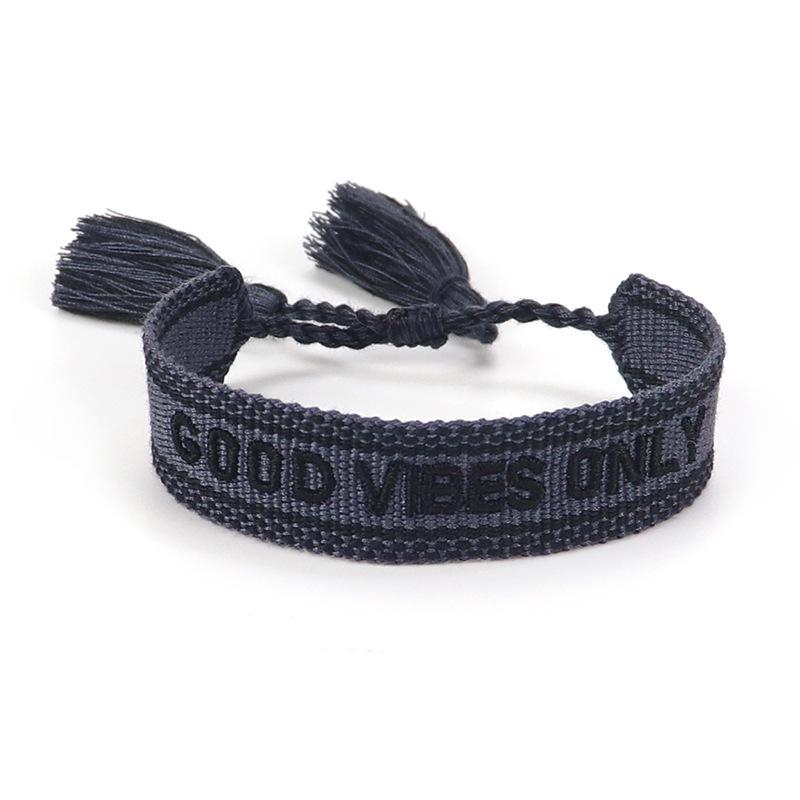 Handmade European Style Embroidered Love Bracelet with Tassels for Girls