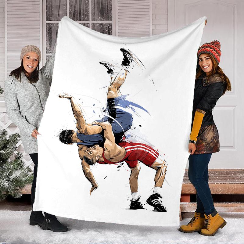 wrestling Theme Printed Blanket - Perfect for Couch, Bed, Travel & Outdoor Use | Machine Washable, Cozy & Durable.