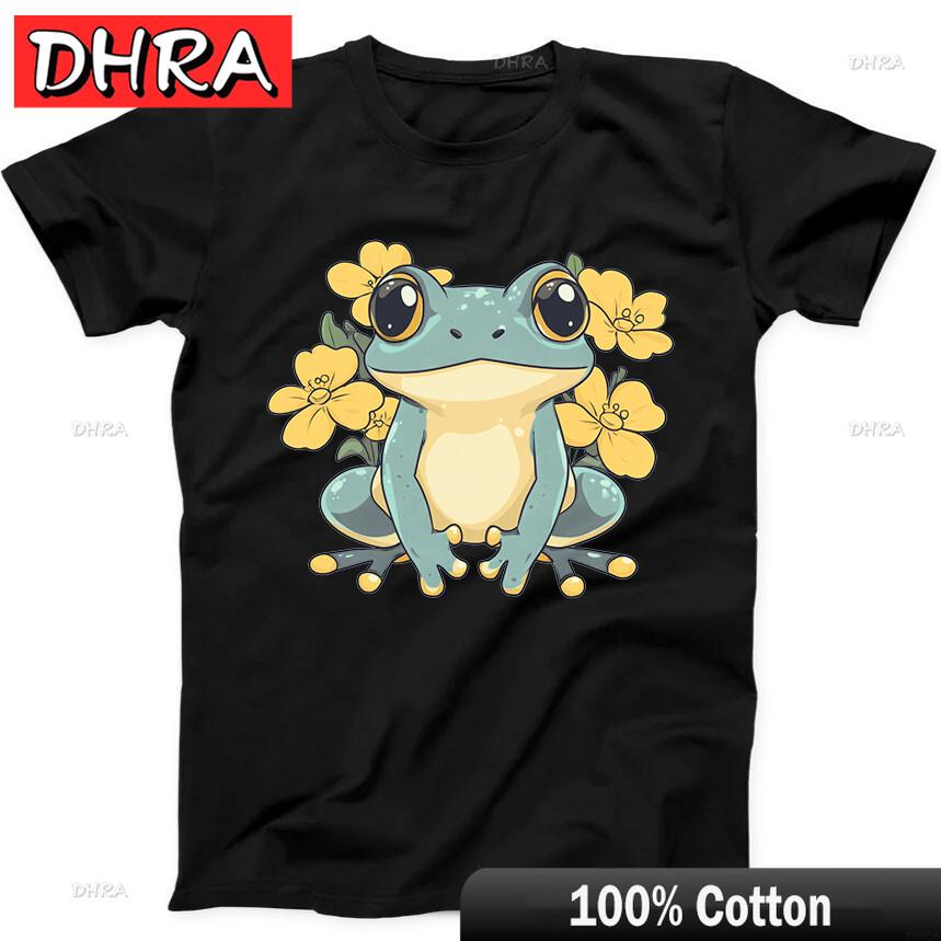 

Frog Floral Cute Best Seller Funny Gift Tee Black T Shirt Streetwear Creative Shirts Tees for Anniversary Gift TShirt Women 3XL