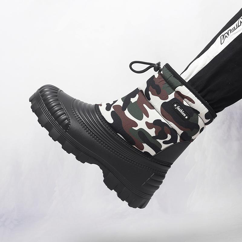 Herren Winter Warme Schneestiefel Gummi Wanderstiefel Outdoor Mid Calf Camouflage Duck Boots Wasserdicht Übergröße