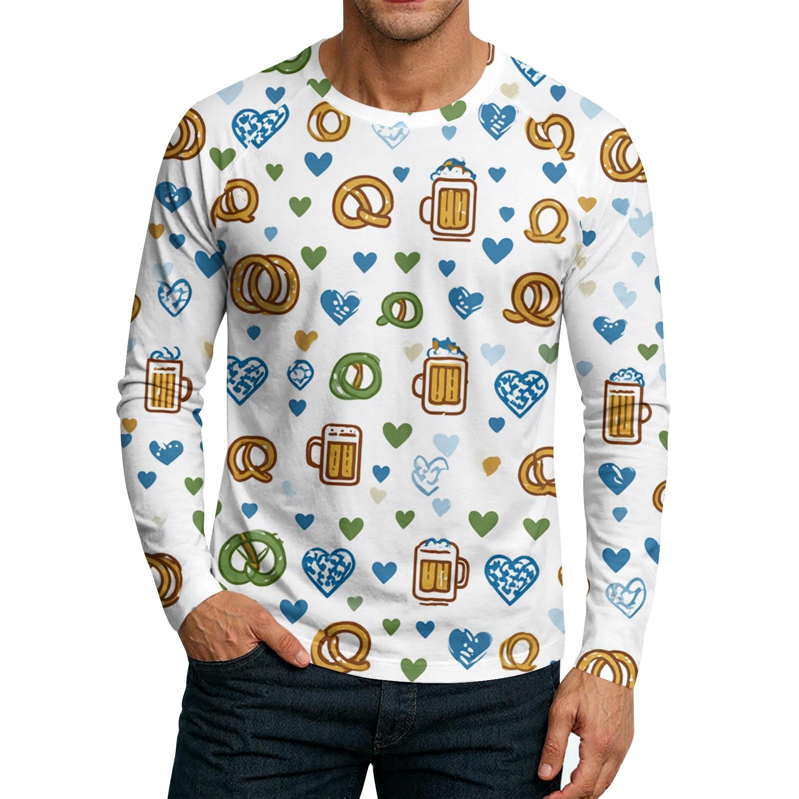 

Мужской топ-футболка с круглым вырезом и длинным рукавом XXL белый