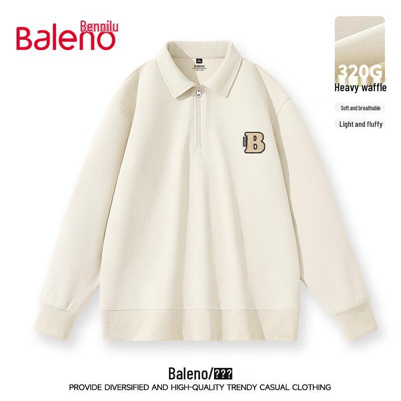 Baleno Men's Heavyweight Waffle Knit Quarter-Zip Polo Sweatshirt