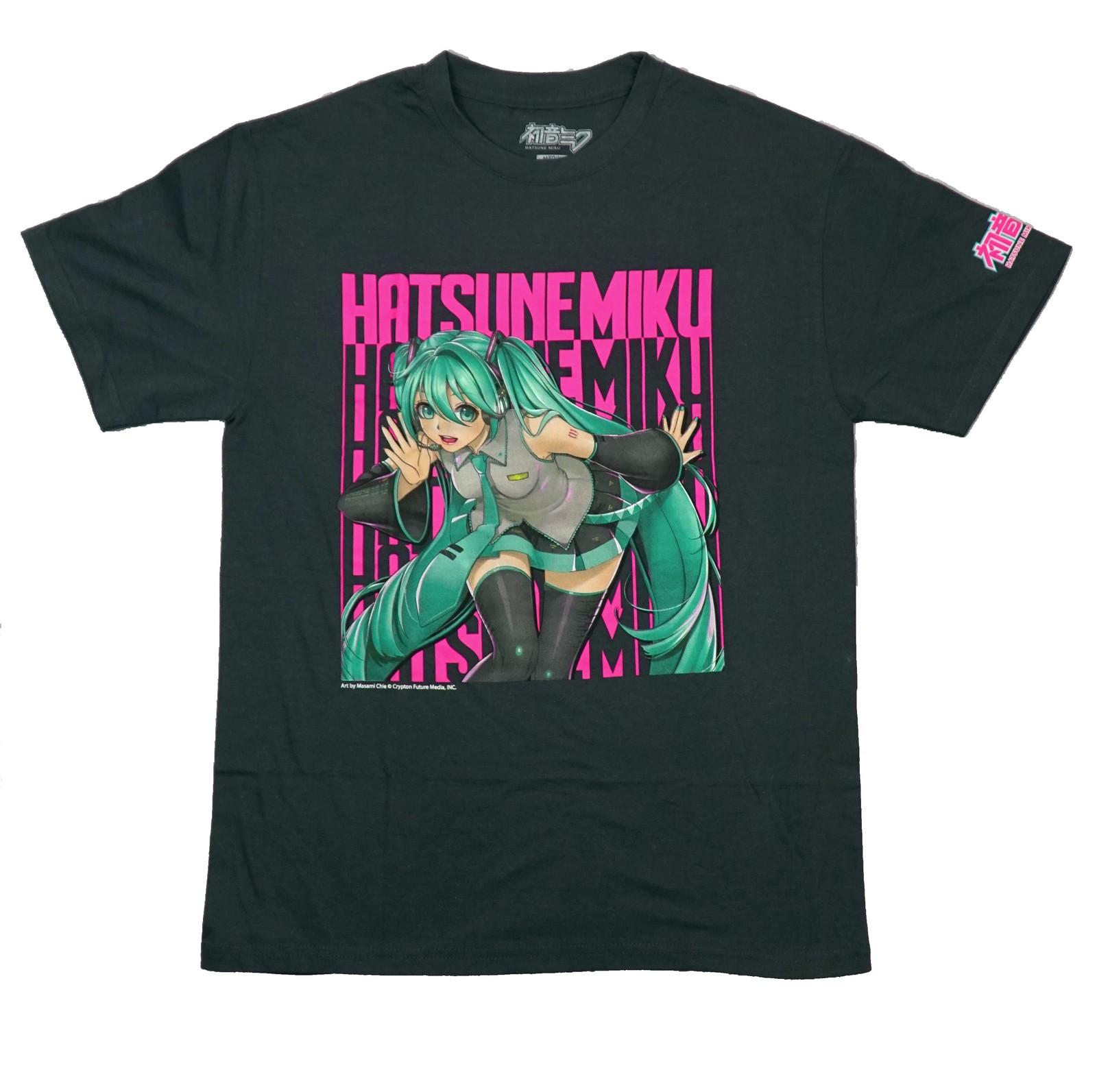 Hatsune Miku New Adult T-Shirt -Talking Into Headset Over Repeat Pink Name L
