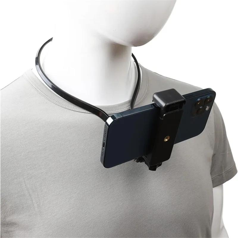

Носимый держатель на шею Hands Free, ленивая подставка для телефона, универсальное подвесное крепление для IPhone 15ProMax, кронштейн для док-станции Samsung GoPro