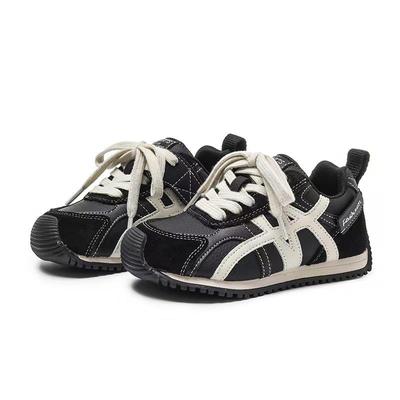 Zapatillas Retro Estilo Coreano Forrest Gump de Cuero Genuino para Niños - Suela Blanda para Niños y Niñas, Colección Otoño 2025