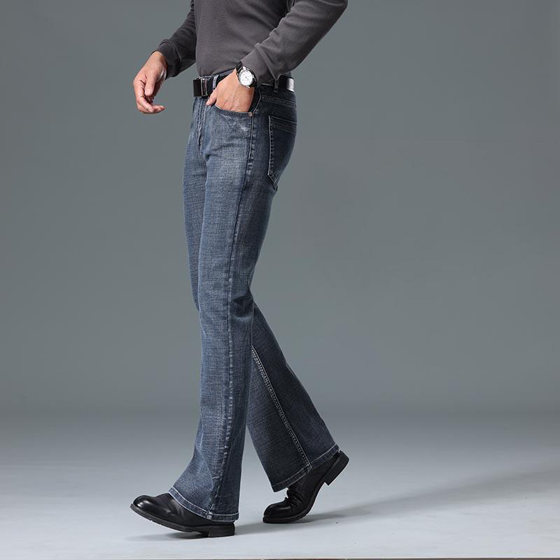 Men's High Waist Stretch Jeans Cassic Design Flared jeans Men's Blue Jeans