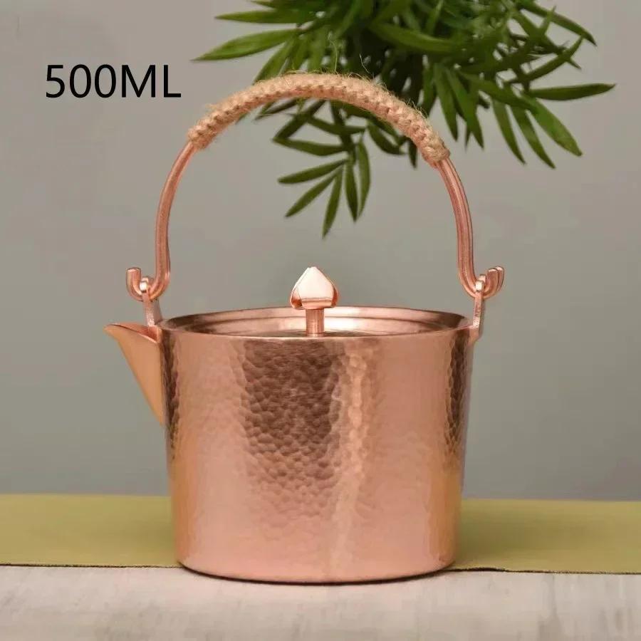 500Ml Pure Copper Hammered Teapot Handmade Kettle Boiler Antique Tableware Teaware золотой