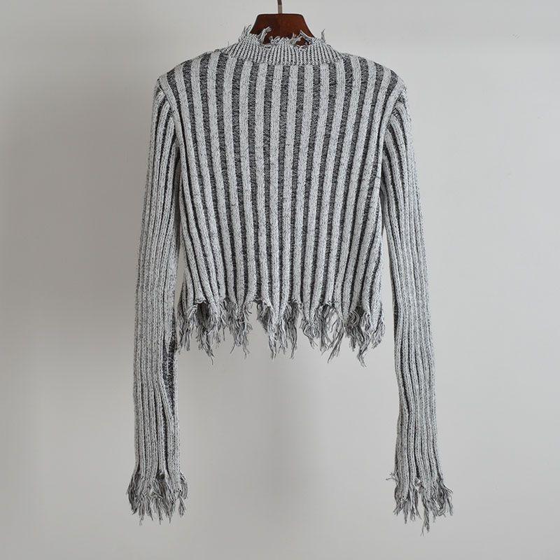 American Retro Sexy V Neck Pullover Fringed Sweater Women's Clothing Spring & Fall Lazy Sweater Long-Sleeved Versatile Top